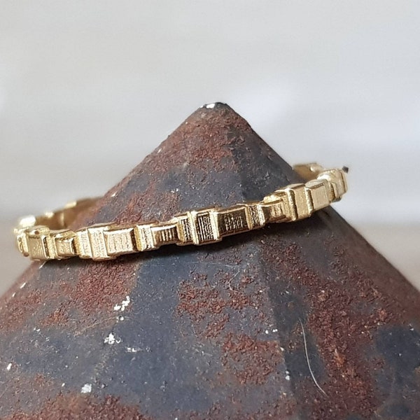 Cubic gold band-wedding ring- gold ring-gold wedding band-plain gold band-unisex gold ring-recycled gold band-cubic stacking band