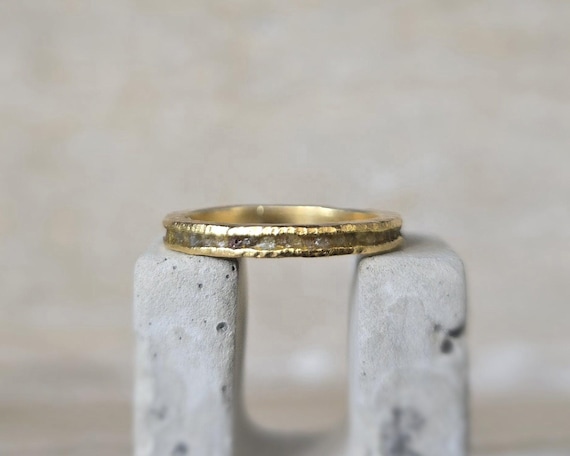 rough diamond cube ring-rough diamond ring-rough diamond cubes band-14k gold infinity rough diamond band-stacking diamond band