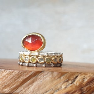 Garnet rose cut ring garnet ring 18k gold ring mixed metal ring-statement ring-free form ring unique ring-handmade ring image 3