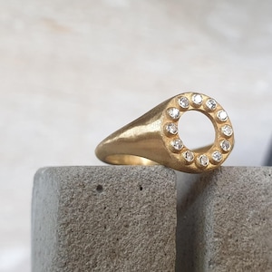 Siegelring-18k gold Siegelring-Siegelring Diamant Ring-kleiner Ring-Siegelring Pinky-Diamant Ring