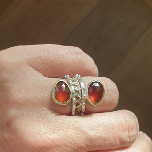 Garnet rose cut ring garnet ring 18k gold ring mixed metal ring-statement ring-free form ring unique ring-handmade ring image 10