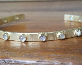 Moonstone cuff bracelet- gold cuff bracelet- moonstone bracelet- cuff bracelet-multiple stone cuff bracelet-stacking cuff bracelet