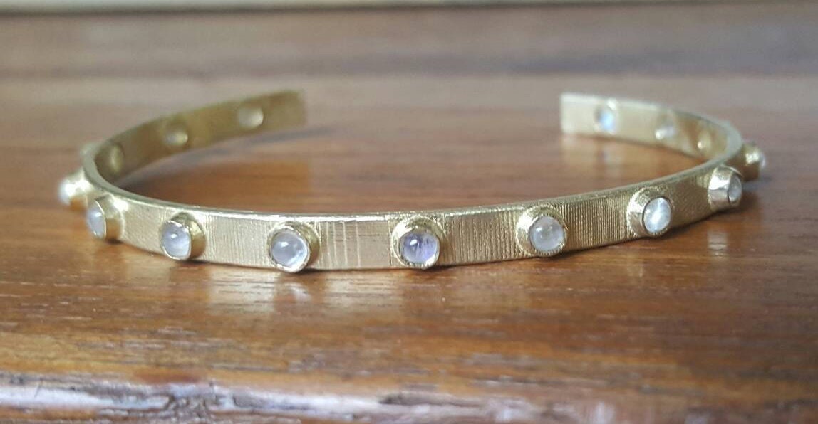 Moonstone cuff bracelet gold cuff bracelet moonstone Etsy