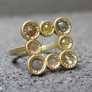 Rose Cut Diamond Ring-18k Rose Cut Diamond Ring-multiple Diamond Ring