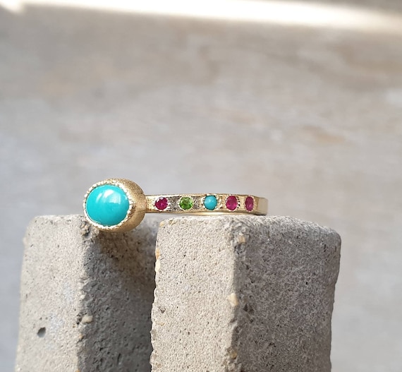 Turquoise Ring Turquoise Gold Ring Ruby Ring Serpentine Etsy