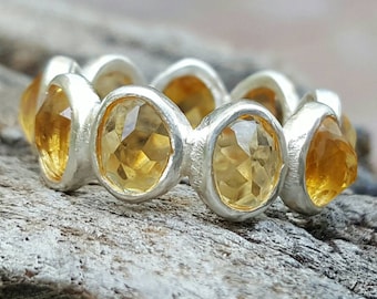 Citrine infinity ring-citrine ring- citrine silver band-silver infinity ring-gemstone ring-red gemstone ring-stacking ring-silver infinity