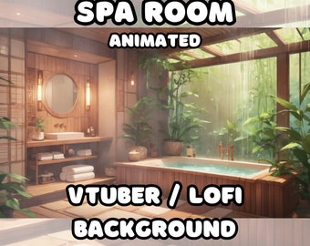 ANIMATED BACKGROUND -  Spa Room, Relaxing, Bathtub (loop, 4k 60 fps) VTUBER / Lo - Fi / Stream Background
