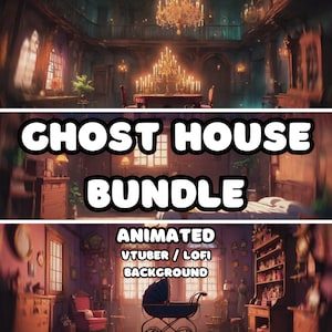 ANIMATED BACKGROUND - Ghost House Bundle (loop, 4k) VTUBER / Stream Background / Video Background / Lo-fi / D&D
