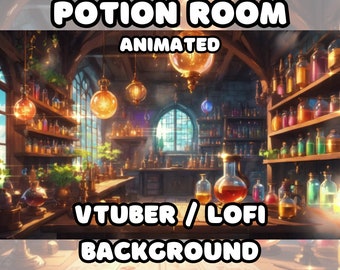 ANIMATED BACKGROUND -  Potion Room, Spell Chamber, Witch Den, Magic (loop, 4k 60 fps) VTUBER / Lo - Fi / Stream Background
