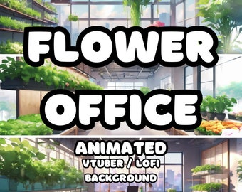 ANIMATED BACKGROUND - Flower Office Bundle (loop, 4k) VTUBER / Stream Background / Video Background / Lo-fi / D&D