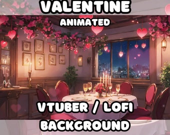 ANIMATED BACKGROUND -  Valentine, Romantic Date (loop, 4k 60 fps) VTUBER / Lo - Fi / Stream Background