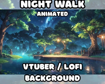 ANIMATED BACKGROUND -  Night Walk, Romantic Date, Garden, Forest, Night Background (loop, 4k 60 fps) VTUBER / Lo - Fi / Stream Background