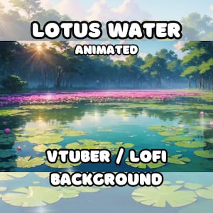 ARRIÈRE-PLAN ANIMÉ - Eau de lotus, lac, marais, sirène, fleurs, eaux sacrées (boucle, 4k 60 ips) VTUBER/arrière-plan Lo-Fi/Stream