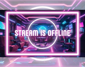 Twitch Offline Screen Twitch Youtube - Space - Pink - Gaming - Neon - Spaceship / Stream is Offline