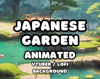 FONDO ANIMADO: Paquete de jardín japonés, Naturaleza, Estanque (bucle, 4k 60 fps) VTUBER / Lo - Fi / Dragones y mazmorras / Fondo de corriente