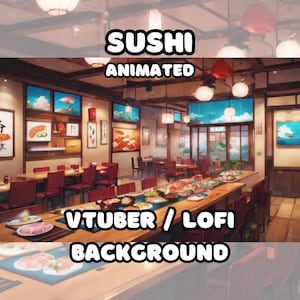 ANIMATED BACKGROUND -  Sushi, Restaurant, Japan, Asia (loop, 4k 60 fps) VTUBER / Lo - Fi / Stream Background