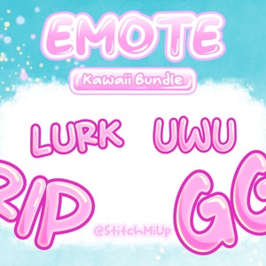 Pink Emote Bundle Pack für Twitch, Discord, Youtube l UwU RIP GG Lurk Emote l Kawaii Soft Aesthetic
