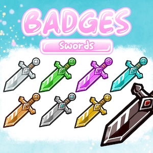 Sword Sub & Bits Badges for Twitch Stream Discord Roles Youtube l Fantasy - Medieval