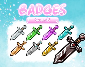 Sword Sub & Bits Badges for Twitch Stream Discord Roles Youtube l Fantasy - Medieval