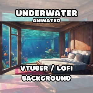 SFONDO ANIMATO - Camera da letto subacquea, oceano, acquatico (loop, 4k 60 fps) VTUBER / Lo - Fi / Stream Background