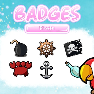 Pirate Sub & Bits Badges / Channel Points / Emotes for Twitch Stream Discord Youtube