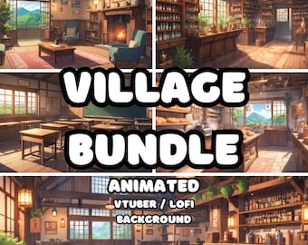ANIMATED BACKGROUND - Village Bundle (loop, 4k) VTUBER / Stream Background / Video Background / Lo-fi / D&D