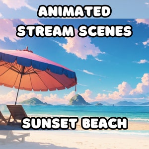 Beach Animated Twitch Scenes Pack - Starting Soon / BRB / Stream End - Stream Screens / Stream Overlays