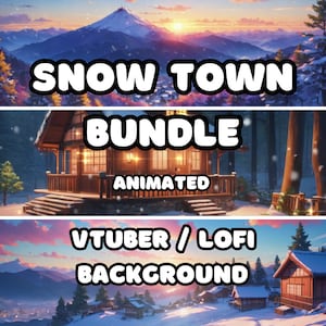 ANIMATED BACKGROUND - Snow Town Bundle (loop, 4k) VTUBER / Stream Background / Video Background / Lo-fi / D&D