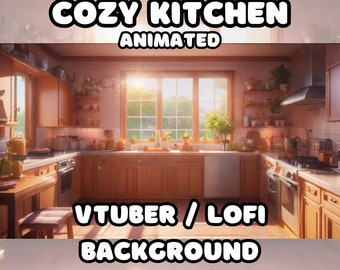 ANIMATED BACKGROUND -  Cozy Kitchen, Cooking Stream (loop, 60 fps) VTUBER / Lo - Fi / Stream Background