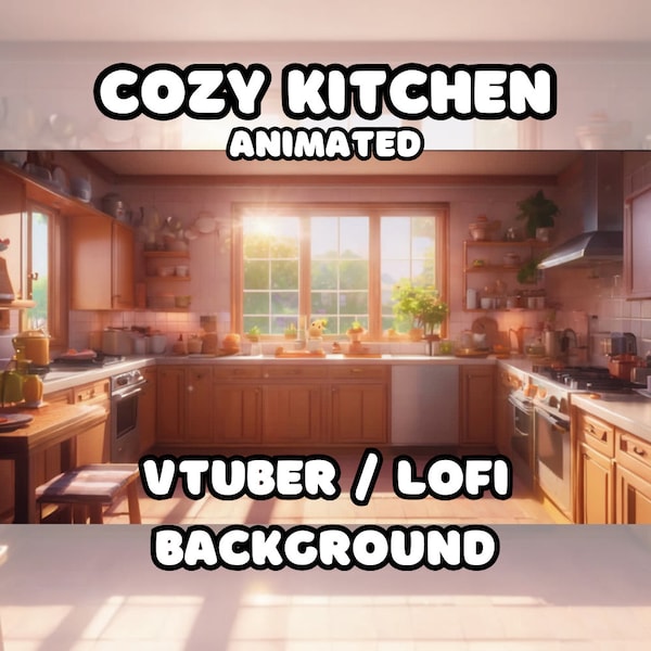 ANIMATIERTER HINTERGRUND - Gemütliche Küche, Kochstream (loop, 60 fps) VTUBER / Lo - Fi / Stream Hintergrund