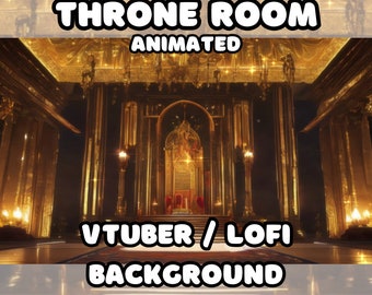 ANIMATED BACKGROUND -  Throne Room , Medieval, Anime, Golden (loop, 4k 60 fps) VTUBER / Lo - Fi / Stream Background
