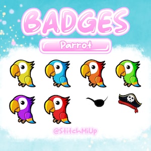 Parrot Sub & Bits Badges + Flairs for Twitch Stream Discord Youtube l Pirate / Captain