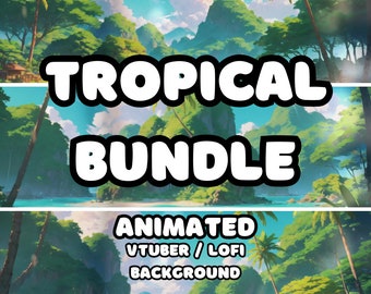 トロピカルアニメーション背景3点セット – VTuber ストリーム動画 (4K、ループ) (デジタルダウンロード)