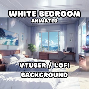 ANIMATED BACKGROUND -  White Bedroom , Clean Aesthetic, Anime, Japan (loop, 4k 60 fps) VTUBER / Lo - Fi / Stream Background