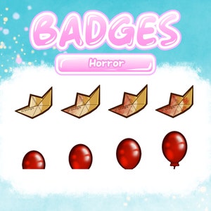 Horror Sub & Bit Badges for Twitch Discord Youtube ll Paper Boat Balloon Badges