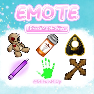 Phasmophobia Emote Bundle for Twitch, Discord, Youtube / Channel Points, Horror Emotes, Voodoo Doll, Ouija Board, Fingerprints, Crucifix