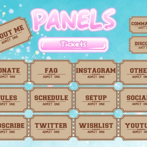 Theater Ticket Panels for Twitch Stream - 15 Panels Movie Theater Cinema Circus Themed