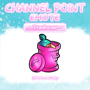 Hot Pink Trash Can Emote / Channel Point / Badge for Twitch Stream Discord Youtube l Kawaii Trash Emote - Streaming - Twitch Points