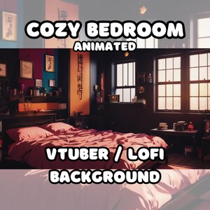 ANIMATED BACKGROUND -  Cozy Bedroom (loop, 60 fps) VTUBER / Lo - Fi / Stream Background
