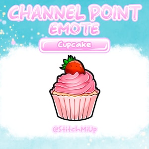 Cupcake Channel Point / Emote / Badge for Twitch Stream Discord Youtube l Strawberry