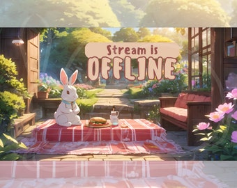 Twitch Offline Screen Twitch Youtube - Bunny Garden - Cute - Kawaii - Stream is Offline