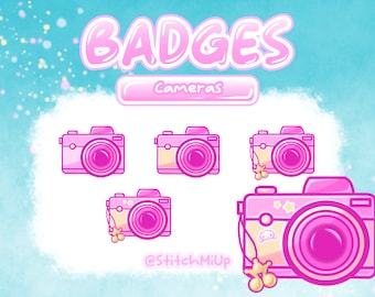 Camera Sub & Bits Badges for Twitch Stream Discord Youtube l Streaming l Kawaii l Soft Aesthetic l Pink Badges