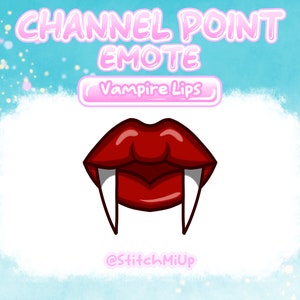 Vampire Lips Emote / Channel Point / Badge for Twitch Stream Discord Youtube l Horror Emotes, Twitch Points, Halloween, Lipstick, Dracula