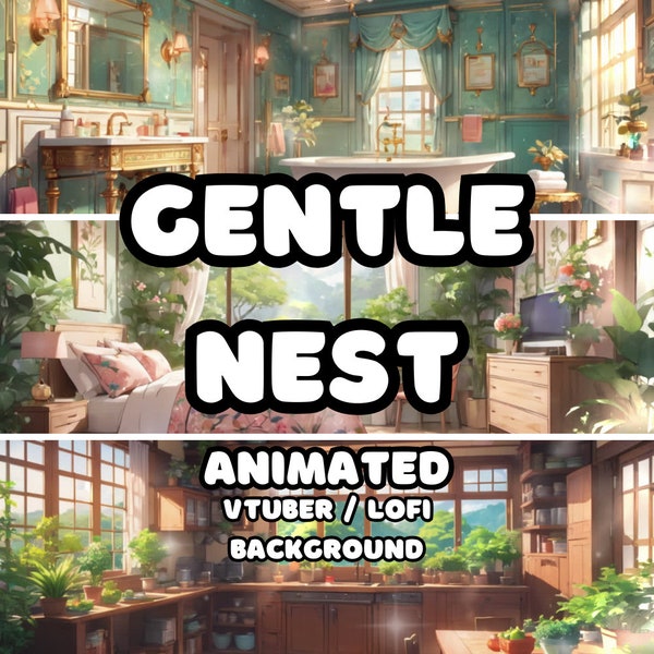 ANIMATED BACKGROUND - Gentle Nest, Cottage House Bundle (loop, 4k) VTUBER / Stream Background / Video Background / Lo-fi / D&D