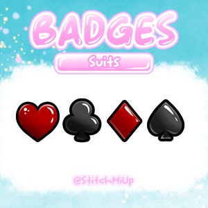 Odznaki Sub & Bit Suits, punkty kanału dla Twitch Stream Discord Youtube ll Karty do gry Poker