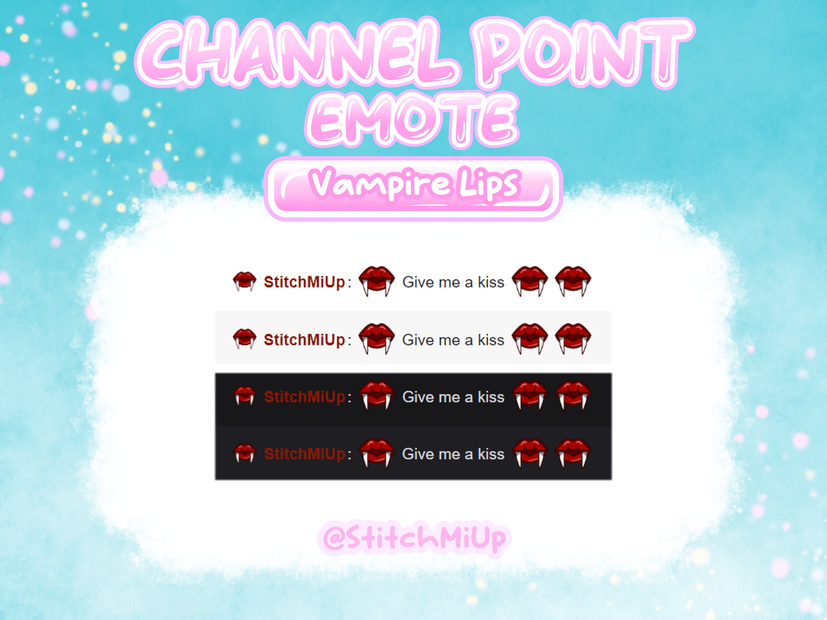 Vampire Lips Emote / Channel Point / Badge for Twitch Stream Discord ...
