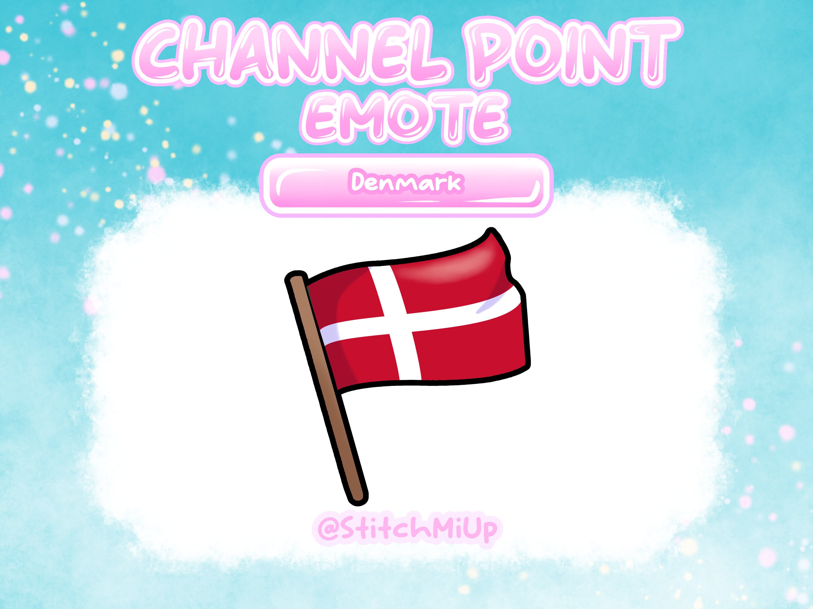 Emotka Danii / Punkt kanału / Odznaka dla transmisji na żywo na Twitchu Discord Youtube l Emotka flagi - Punkty Twitcha / Flaga Danii / Emotka Twitcha