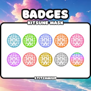 Fox Kitsune Mask Sub & Bits Badges for Twitch Stream Discord Youtube l Anime / Japan