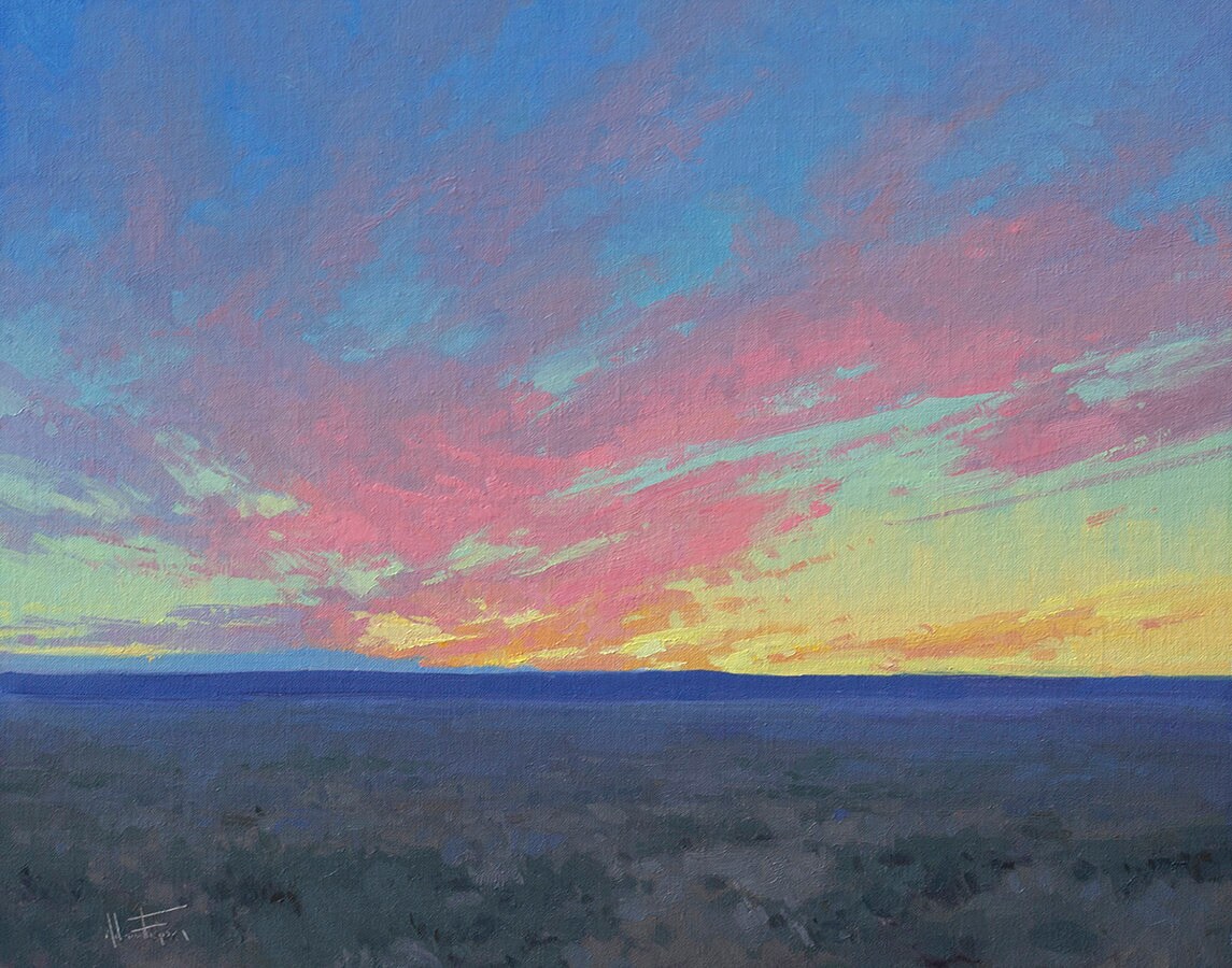 Original Oil Painting Sageland Sunset Landscape Art Etsy