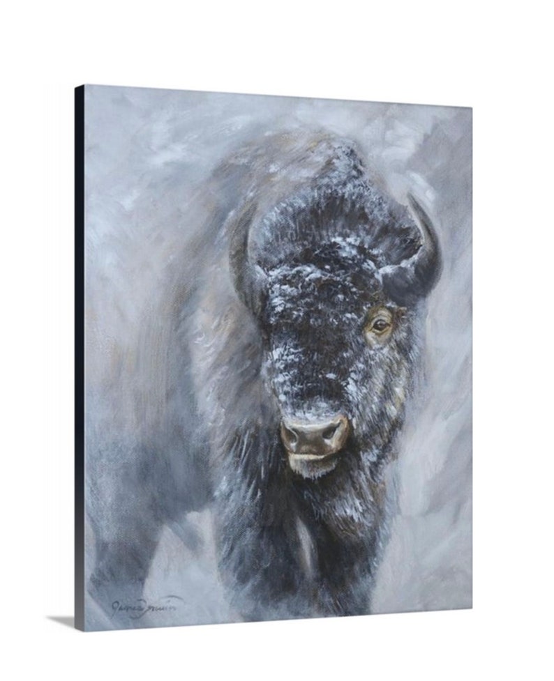 Buffalo Wall Art Featuring a Bison Painting Print on Canvas | Etsy